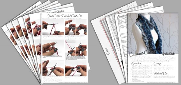 A spread of the pages in the pattern for Cailleach-Oidhche