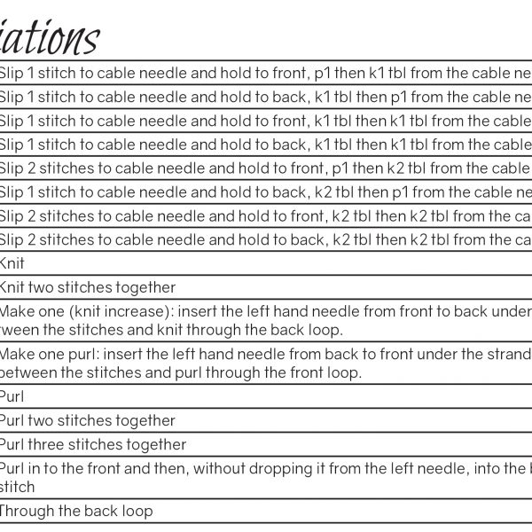 The abbreviations table from Beira