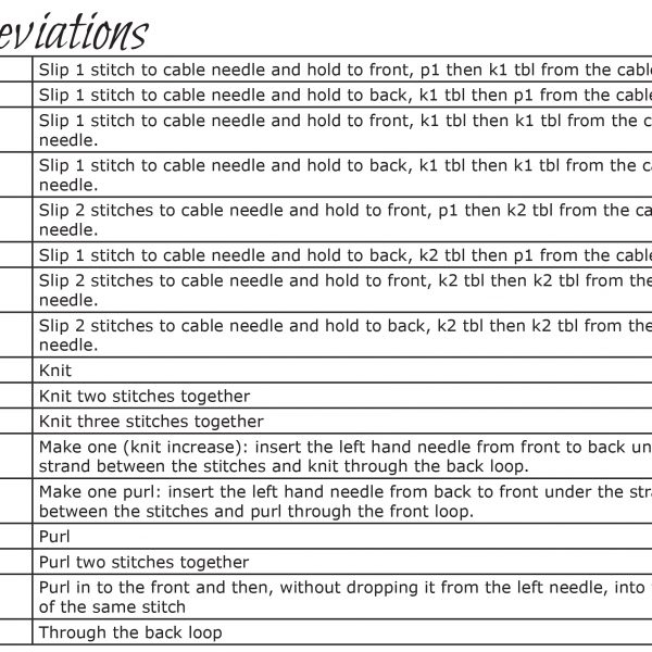 The abbreviations table from Nicnevin