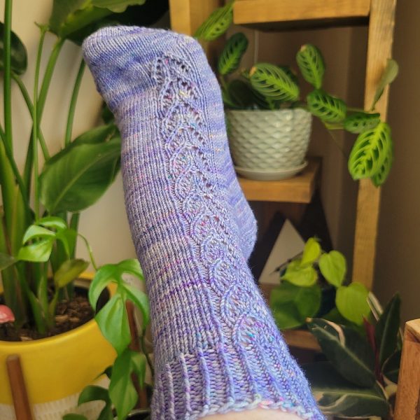 Arleah knit her medium Brocket in Sea Turtle Fibre Arts Ridley Sock in Waterlilies