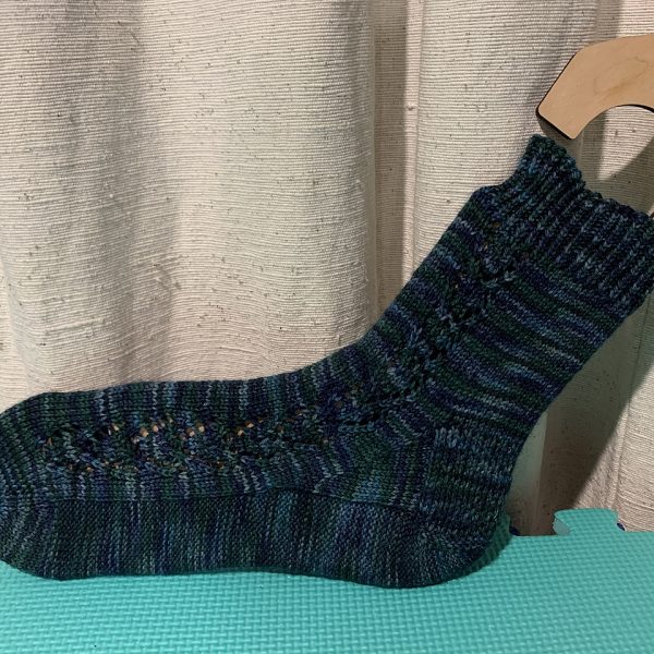 Karen knit her medium Brocket in Vintage Purls Sock in Acacis