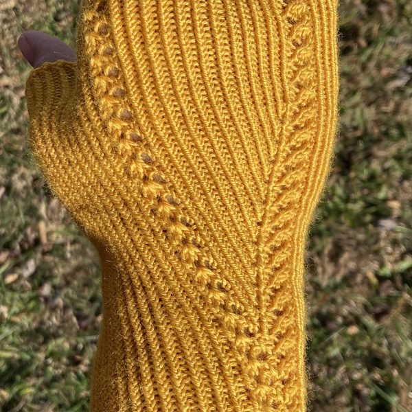 April used Cascade heritage sock for her large mitt