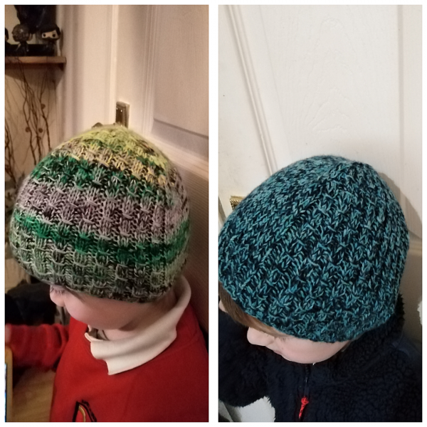 Fiona used J C Rennie (Blue) and Gamercrafting (Green/grey/yellow) for her matching hats!
