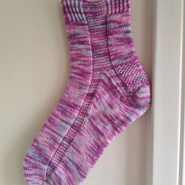 Fiona made her medium sock in Strawberry Fields yarn