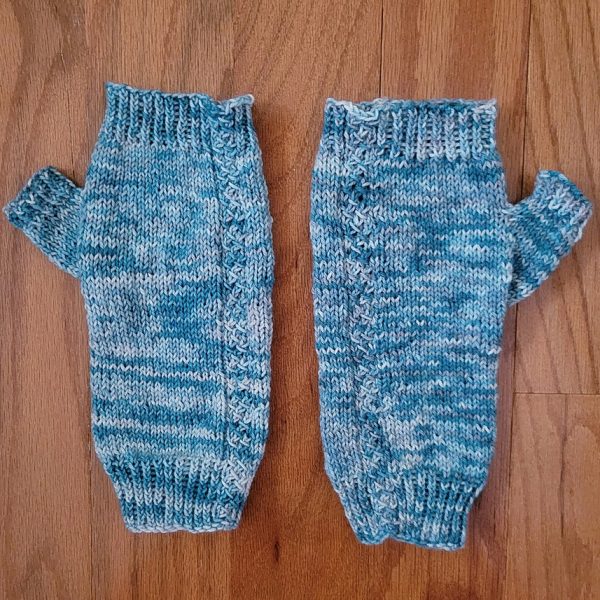 Karen knit her small mitts with Daisy Stitch Co Supreme Sock in Frosted Fir