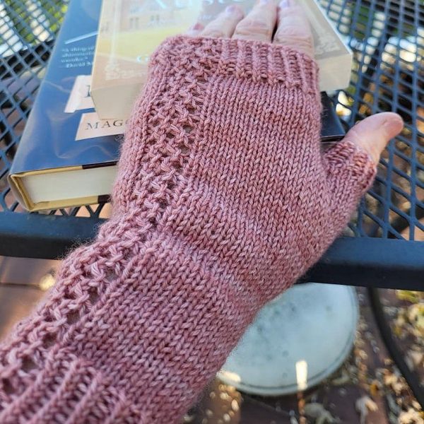 Jean knit her XS mitt in Explore Knits and Fibres Co. Cashmere Caverns Sock Yarn