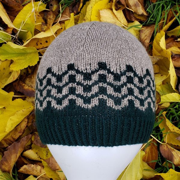 Julie made her Large Adult sized Pirl Hat with ULA+LIA Fingering Mongolian Cashmere in Emerald Green and ULA+LIA Fingering Mongolian Yak Down in Natural Platinum Grey held double.