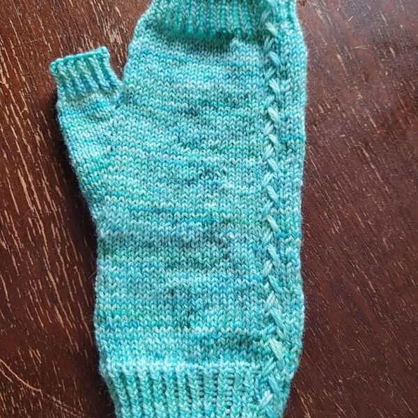 Jean knit her M1 mitt in Smooth sock from Expression Fiber Arts