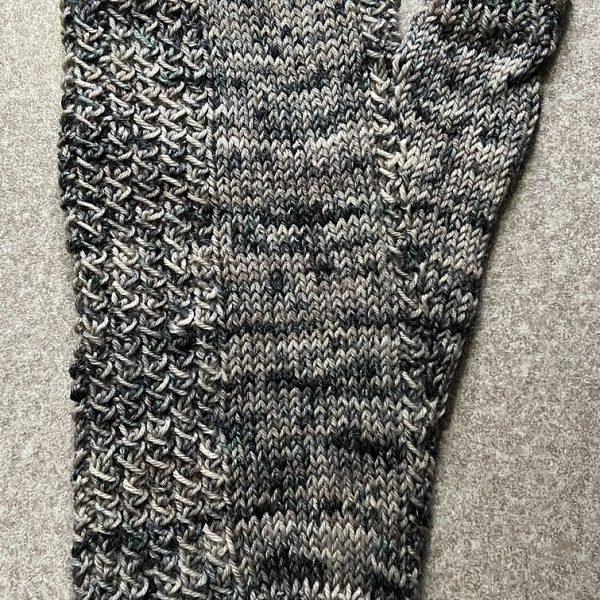 Kathy knit her XL mitt in Barnyard knits sock
