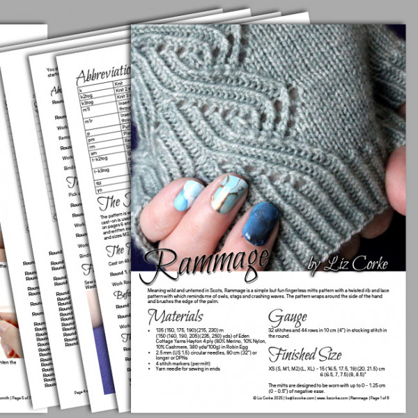 A layout showing the pages in the pattern for Rammage